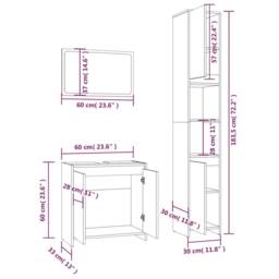 Berkfield Home 3 Piece Bathroom Furniture Set Grey Sonoma Engineered Wood - thumbnail 6