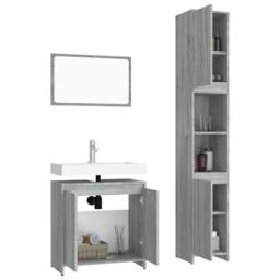 Berkfield Home 3 Piece Bathroom Furniture Set Grey Sonoma Engineered Wood - thumbnail 4