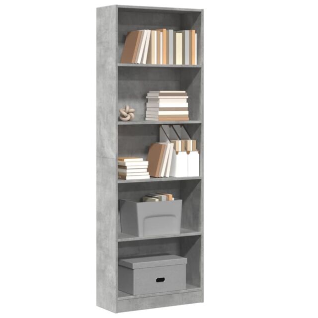 Berkfield Home Bookcase Concrete Grey 60x24x176 cm Engineered Wood - Size: 60 x 24 x 176 cm - image 1