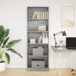 Berkfield Home Bookcase Concrete Grey 60x24x176 cm Engineered Wood - Size: 60 x 24 x 176 cm - thumbnail 3
