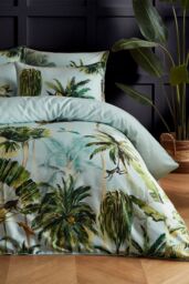 Paoletti Forsteriana Palms 100% Cotton Duvet Cover Set - Size: Double - thumbnail 2
