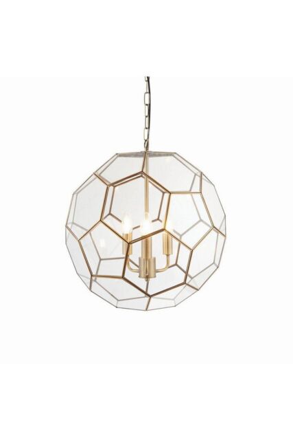Netlighting Miele 3 Light Spherical Pendant Antique Brass Glass E14 in Gold - image 1