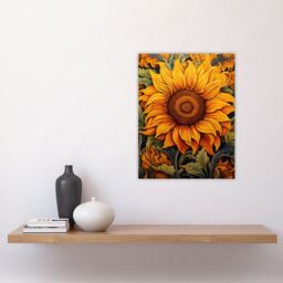 Artery8 Single Sensational Summer Sunflower Bright Floral Illustration Vibrant Yellow William Morris Style Pattern Unframed Wall Art Print Poster - thumbnail 4