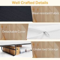 NESTLUNE Single Size Guest Bed with Breathable Fabric in Black - Size: Cot - thumbnail 5