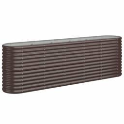 Berkfield Home Garden Raised Bed Powder-coated Steel 224x40x68 cm Brown - Size: 224 x 40 x 68 cm - thumbnail 3