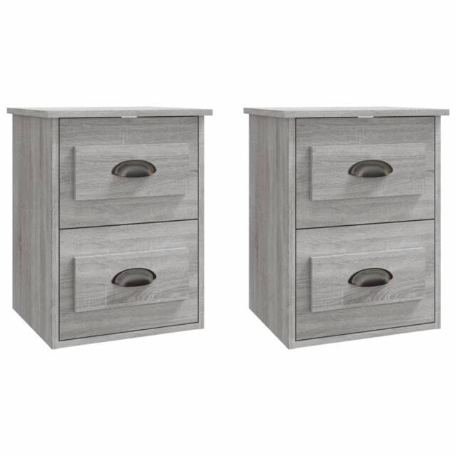 Berkfield Home Wall-mounted Bedside Cabinets 2 pcs Grey Sonoma 41.5x36x53cm - Size: 41.5x36x53 cm - image 1