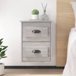 Berkfield Home Wall-mounted Bedside Cabinets 2 pcs Grey Sonoma 41.5x36x53cm - Size: 41.5x36x53 cm - thumbnail 2