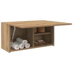 Berkfield Home Bathroom Wall Cabinet Artisan Oak 60x25x30 cm Engineered Wood in Brown - Size: 60 x 25 x 30 cm - thumbnail 4