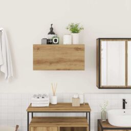 Berkfield Home Bathroom Wall Cabinet Artisan Oak 60x25x30 cm Engineered Wood in Brown - Size: 60 x 25 x 30 cm - thumbnail 3