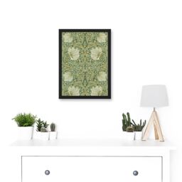 Artery8 William Morris Pimpernels Craft Pattern Design Artwork Framed Wall Art Print A4 in Black - thumbnail 2