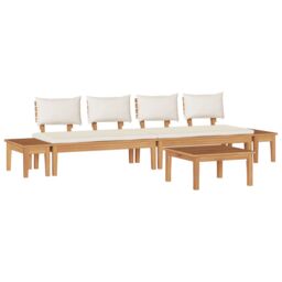 Berkfield Home 5 Piece Garden Bench Set with Cushions - Solid Teak Wood in Brown - thumbnail 2