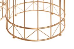 Orsina Geometric Design Set Of 2 Round Side Tables, Sleek Bed Side Table For Bedroom, Gold Finish Lounge Table - thumbnail 5