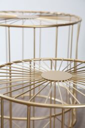Orsina Geometric Design Set Of 2 Round Side Tables, Sleek Bed Side Table For Bedroom, Gold Finish Lounge Table - thumbnail 3