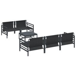 Berkfield Home Garden Sofa Set with Cushion with Pillow 6 pcs Anthracite Steel & Fabric - thumbnail 7
