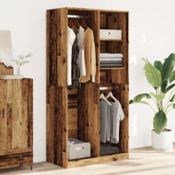 Berkfield Home Wardrobe Old Wood 100x50x200 cm Engineered Wood in Brown - Size: 100 x 50 x 200 cm - thumbnail 3