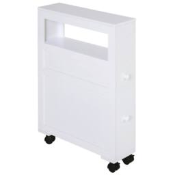 Wyld Haus Minbalu Narrow Rolling Bathroom Storage Unit 2 Drawers Wheels in White - thumbnail 2