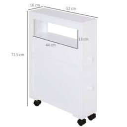 Wyld Haus Minbalu Narrow Rolling Bathroom Storage Unit 2 Drawers Wheels in White - thumbnail 4