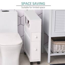 Wyld Haus Minbalu Narrow Rolling Bathroom Storage Unit 2 Drawers Wheels in White - thumbnail 6
