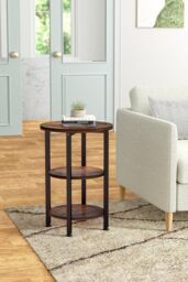 H&O Direct Vintage Wooden Side Table in Brown - thumbnail 2