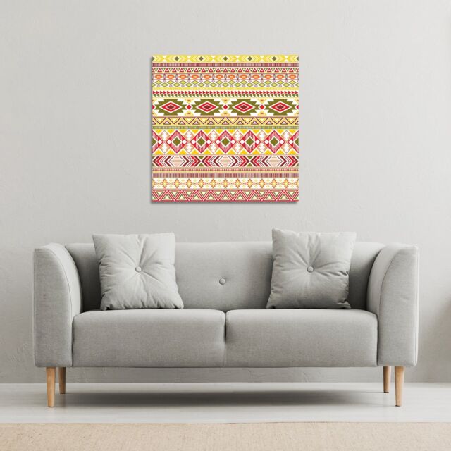 Benjamin Tate Design Aztec American Indian Pattern (Canvas Print) / 114 x 114 x 4cm in Natural - Size: 114 x 114 x 4 cm - image 1