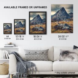 "Artery8 Tryfan Mountain Snowdonia Wales Peak Landscape Framed Art Print in Brown - Size: W12"" x H16""" - thumbnail 3