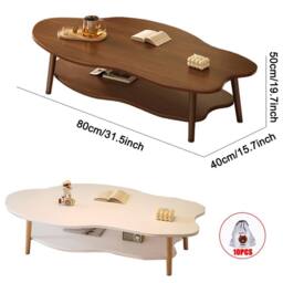 Ventryn 2 Layer Coffee Table with Storage Shelf Modern Living Room Desk in Brown - thumbnail 2
