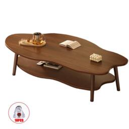 Ventryn 2 Layer Coffee Table with Storage Shelf Modern Living Room Desk in Brown - thumbnail 4