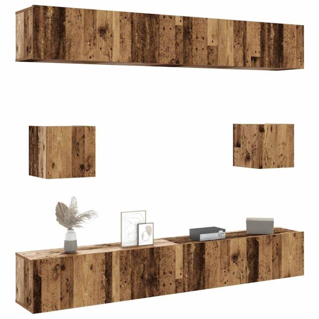 Berkfield Home 6 Piece TV Cabinet Set Wall-mounted Old Wood Engineered Wood - image 1