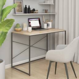 Berkfield Home Computer Desk Black & Oak 110x60x70 cm Engineered Wood in Brown - Size: 110 x 60 x 70 cm