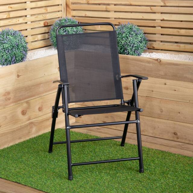 Samuel Alexander Outdoor Multi-Position Folding Garden Patio Single Chair in Black - image 1