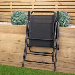 Samuel Alexander Outdoor Multi-Position Folding Garden Patio Single Chair in Black - thumbnail 2
