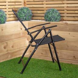 Samuel Alexander Outdoor Multi-Position Folding Garden Patio Single Chair in Black - thumbnail 4