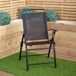 Samuel Alexander Outdoor Multi-Position Folding Garden Patio Single Chair in Black
