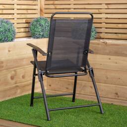 Samuel Alexander Outdoor Multi-Position Folding Garden Patio Single Chair in Black - thumbnail 5
