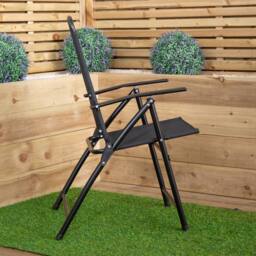 Samuel Alexander Outdoor Multi-Position Folding Garden Patio Single Chair in Black - thumbnail 3