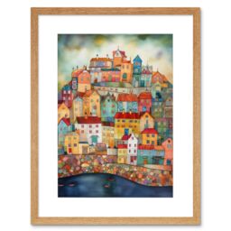 "Artery8 Wall Art Print Home By The Sea Folk Artwork Framed 9X7 Inch in Beige - Size: W7"" x H9""" - thumbnail 1