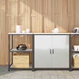 Berkfield Home Modern with Shelf with Storage with Door Adjustable 2 pcs Galvani in Silver - thumbnail 2