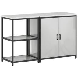 Berkfield Home Modern with Shelf with Storage with Door Adjustable 2 pcs Galvani in Silver - thumbnail 3