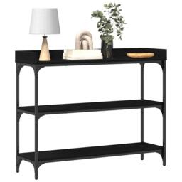Berkfield Home Console Table Black Oak 100x30x80 cm Engineered Wood & Steel - Size: 100 x 30 x 80 cm - thumbnail 3