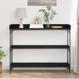 Berkfield Home Console Table Black Oak 100x30x80 cm Engineered Wood & Steel - Size: 100 x 30 x 80 cm - thumbnail 4