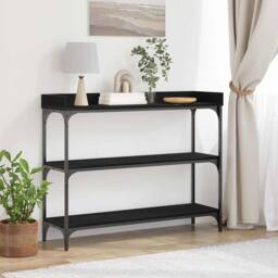 Berkfield Home Console Table Black Oak 100x30x80 cm Engineered Wood & Steel - Size: 100 x 30 x 80 cm
