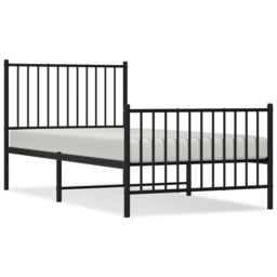 Berkfield Home Metal Bed Frame with Headboard & Footboard Black 90x190 cm Single - thumbnail 2