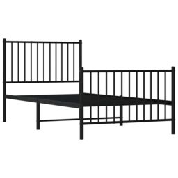 Berkfield Home Metal Bed Frame with Headboard & Footboard Black 90x190 cm Single - thumbnail 4