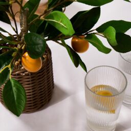 OHS Lemon Tree Artificial Plant Potted New Home Flat Decor Leaves Pot in Bright Yellow - thumbnail 2