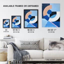 "Artery8 Blue Bauhaus Inspired Modern Artwork Painting Wall Art Print - Size: W12"" x H16""" - thumbnail 3