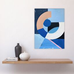 "Artery8 Blue Bauhaus Inspired Modern Artwork Painting Wall Art Print - Size: W12"" x H16""" - thumbnail 4
