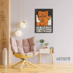 "Artery8 Shaw or Irony Conference Poster Canvas Wall Art Print Schiele in Orange - Size: W18"" x H24""" - thumbnail 3