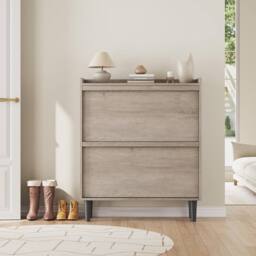 London Boutique Shoe Storage Cabinet w/ 2 Flip Drawer Modern Chest of Drawers Unit in Grey - thumbnail 5
