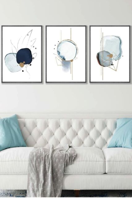 ARTZE Abstract Blue Winter Moods Angel Framed Wall Art - Large in Dark Grey - Size: W53 cm x H73 cm x D20mm - image 1