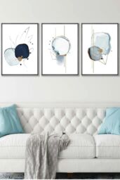 ARTZE Abstract Blue Winter Moods Angel Framed Wall Art - Large in Dark Grey - Size: W53 cm x H73 cm x D20mm - thumbnail 1